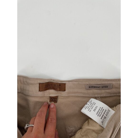Judy Blue Womens Beige Frayed Hem Wide Leg Cropped Pants Size 15/32 Neutral - Picture 5 of 10